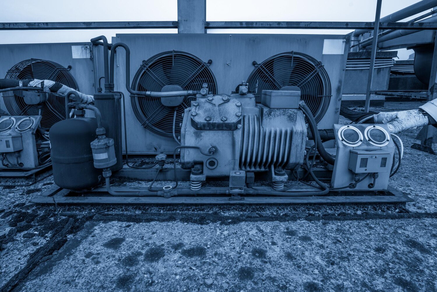 Industrial Refrigeration System on Rooftop Equipment in Action